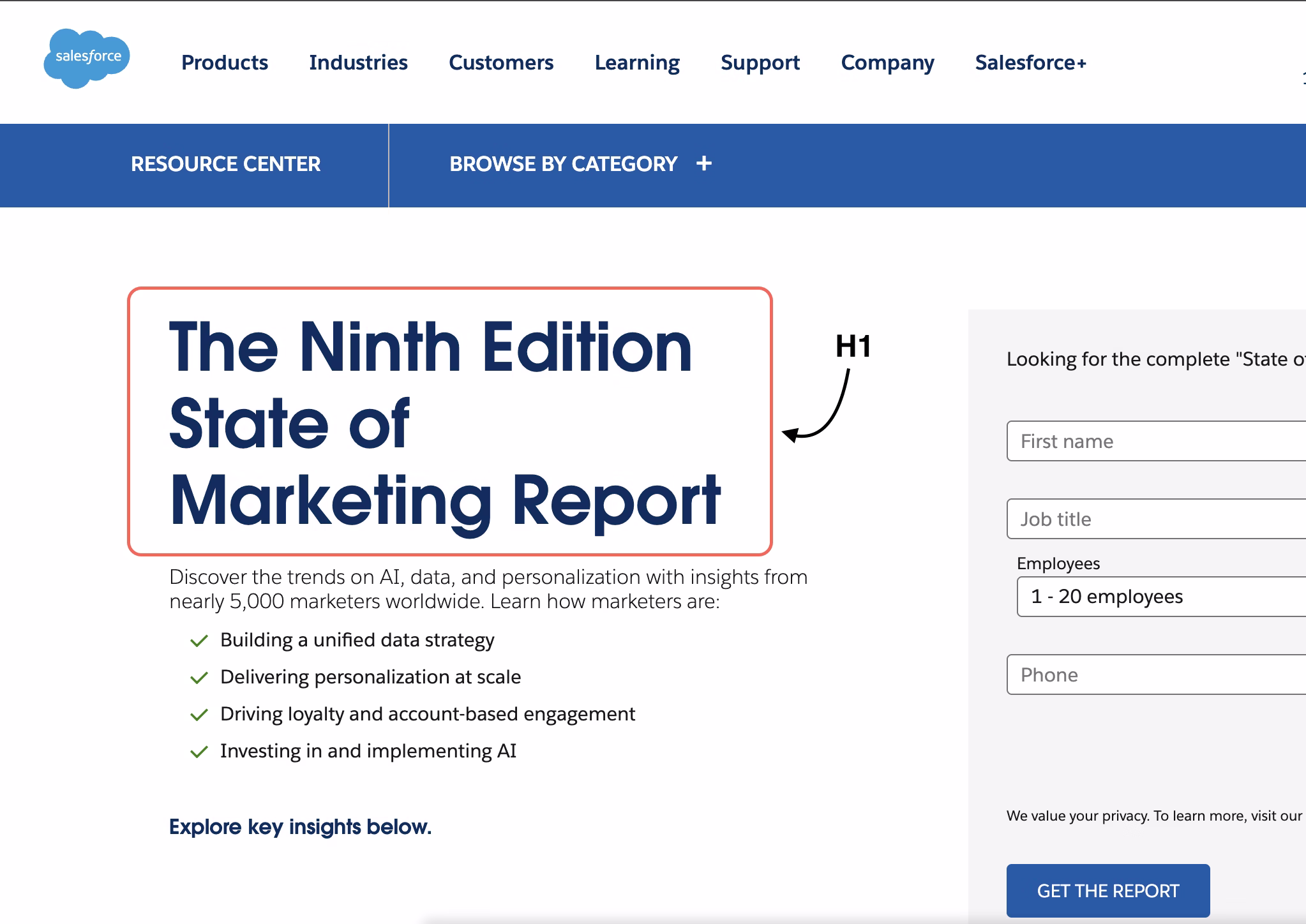 The cover of Salesforce’s 9th edition State of Marketing report