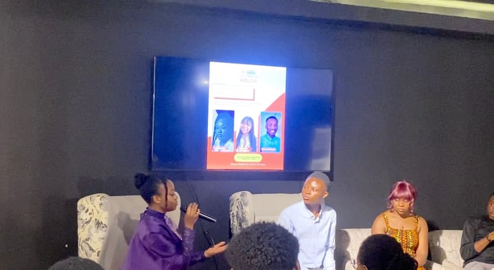 Wide shot of the FCDC Meetup Abuja B2B Marketers Panel with Jasmine-Jade speaking