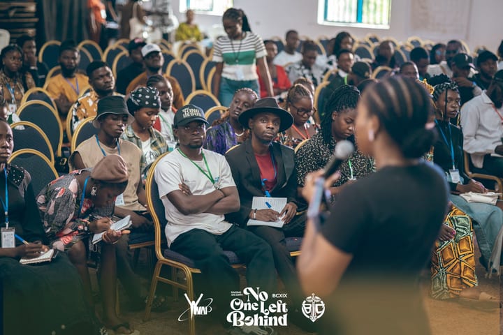 Jasmine-Jade addressing a full room at YWAP, audience taking notes